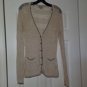 Lucky Brand cream open knit cardigan lightweight cotton knit